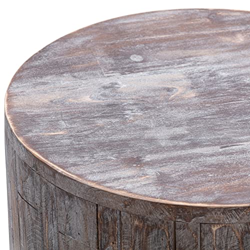 Amazon Aware FSC Certified Indoor/Outdoor Recycled Round Wood Stool and Plant Stand, Natural Brown