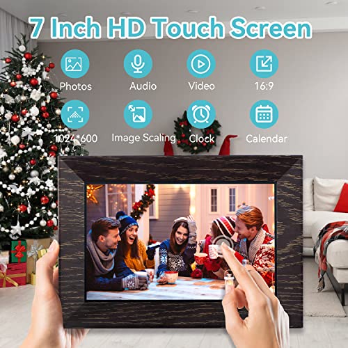 7 Inch Digital Picture Frame WiFi Digital Photo Frame, IPS HD Touch Screen Smart Photo Frame, 16GB Storage, Auto-Rotate, Easy Setup, Share Photos/Videos via Frameo App from Anywhere