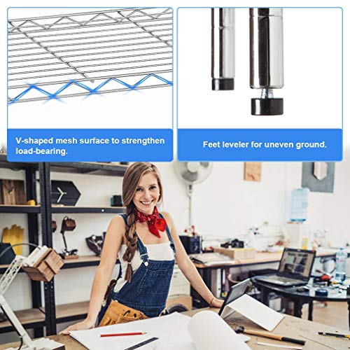 BestOffice 14''Wx36''Dx72''H NSF Wire Shelf Metal 5 Shelf Wire Shelving Unit Storage Shelves Heavy Duty Height Adjustable Utility Commercial Grade Steel Layer Shelf Rack Organizer,Chrome