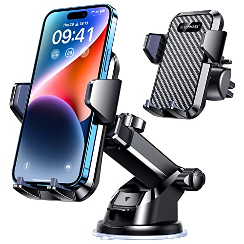 VANMASS Universal Car Phone Mount,【Patent & Safety Certs】 Upgraded Handsfree Stand, Phone Holder for Car Dashboard Windshield Vent, Compatible with iPhone 14 13 12 Samsung Android & Pickup Truck