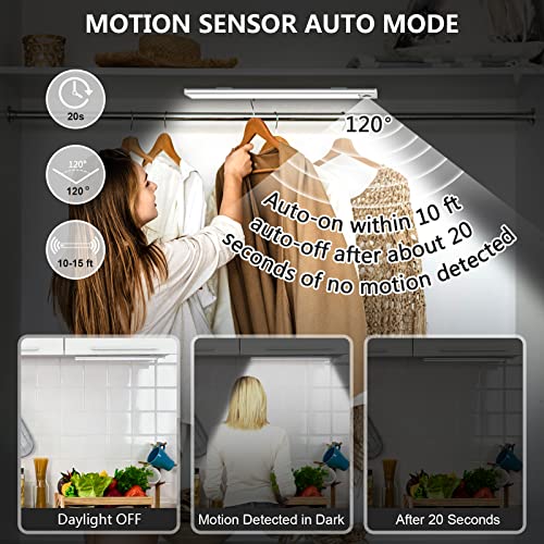 LED Motion Sensor Cabinet Light, Under Cabinet Lights, Wireless USB Rechargeable Kitchen Night Lights, Stick-on Anywhere Battery Powered Operated Light, 35-LED Light for Stairway Wardrobe, Closets