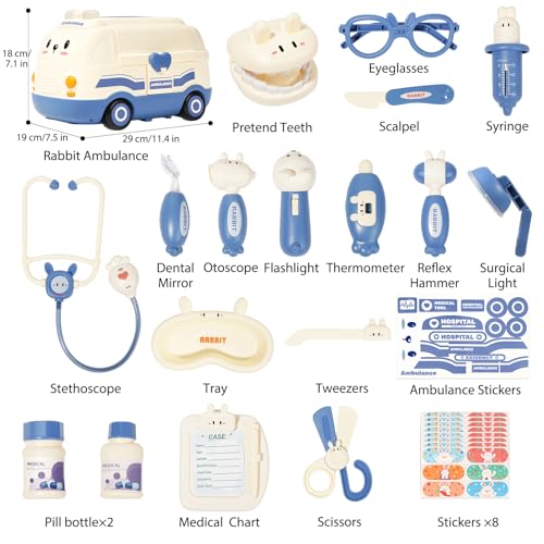 Hydeem Toy Doctor Kit for Toddlers 3 4 5 Years Old, Boys Girls Birthday, Kids Doctor Pretend Playset, Medical Play Set for Children(Blue)