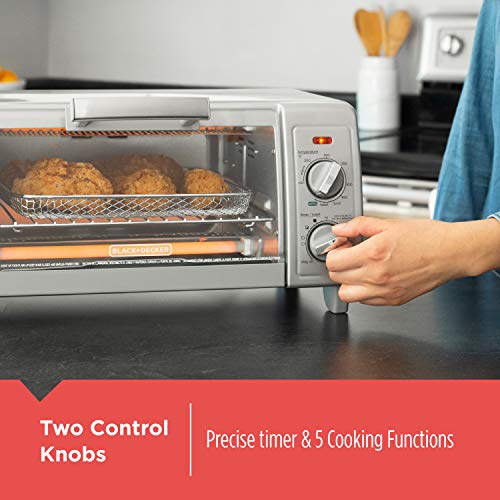 BLACK+DECKER TO1785SG Crisp N Bake Air Fry Toaster Oven, 4-Slice, Gray