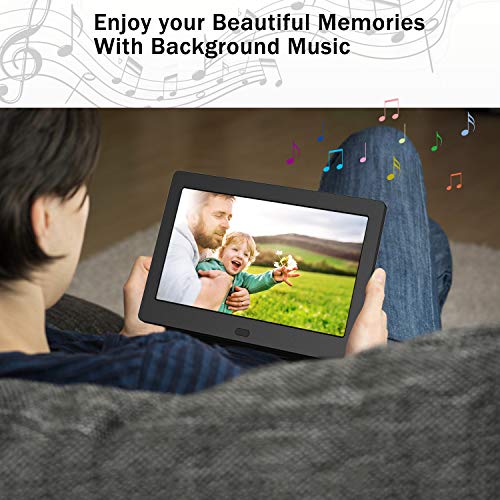 Digital Photo Frame with IPS Screen - Digital Picture Frame with 1080P Video, Music, Photo, Auto Rotate, Slide Show, Remote Control, Calendar, Time,1280x800, 16:9 (7 Inch Black)