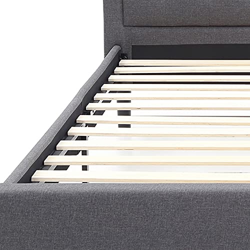 Classic Brands Mornington Upholstered Platform Bed | Headboard and Metal Frame with Wood Slat Support, Full, Grey