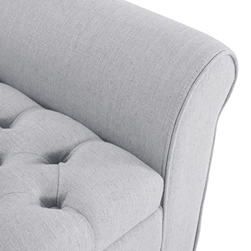 Christopher Knight Home Keiko Fabric Armed Storage Bench, Light Grey
