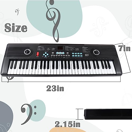 61 keys keyboard piano, Electronic Digital Piano with Built-In Speaker Microphone, Portable Keyboard Gift Teaching for Beginners, electric piano for kids