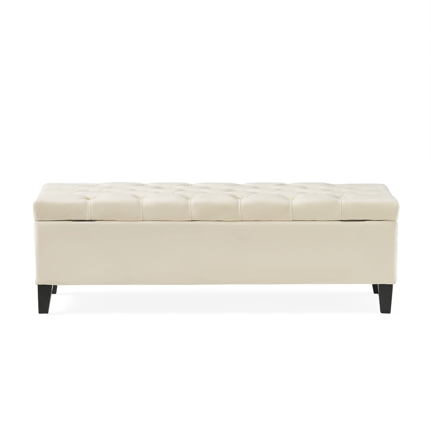 Christopher Knight Home Ottilie Velvet Storage Ottoman, Ivory 17.5”D x 51.0”W x 17.00”H