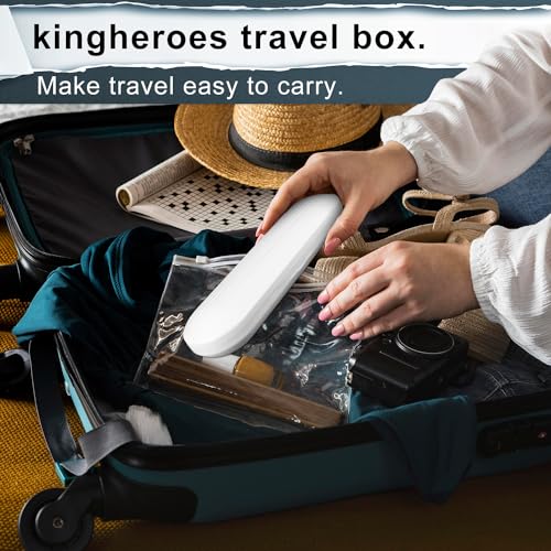 kingheroes Electric Toothbrush Set, Comes with 8 Brush Heads & Travel Case,4 Modes with 2 Minutes Built in Smart Timer, One Charge for 60 Days, 42000 VPM Motor (White)