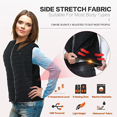CPHST Heated Vest for Men Women, USB Electric Heated Jacket With Battery Pack Included,Lightweight Warm Vest Outdoor