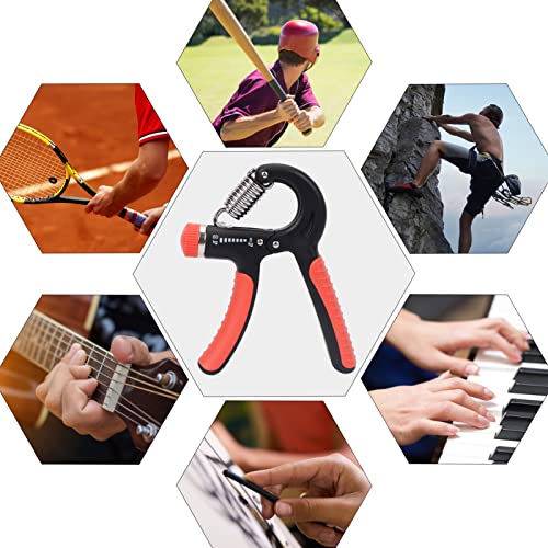 FYY Grip Strength Trainer, 2 Pack Hand Grip Strengthener with Adjustable Resistance 11-130 lbs Hand Exerciser for Forearm Strength Muscle Building and Injury Recover Black+Red