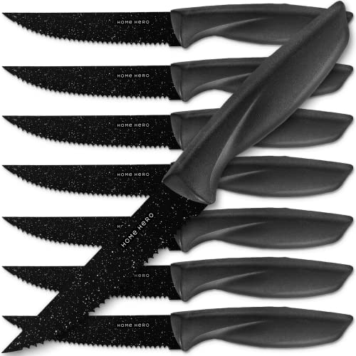 Home Hero Kitchen Knife Set, Chef Knife Set & Steak Knives - Professional Design Collection - Razor-Sharp High Carbon Stainless Steel Knives with Ergonomic Handles (8 Pcs - Granite)