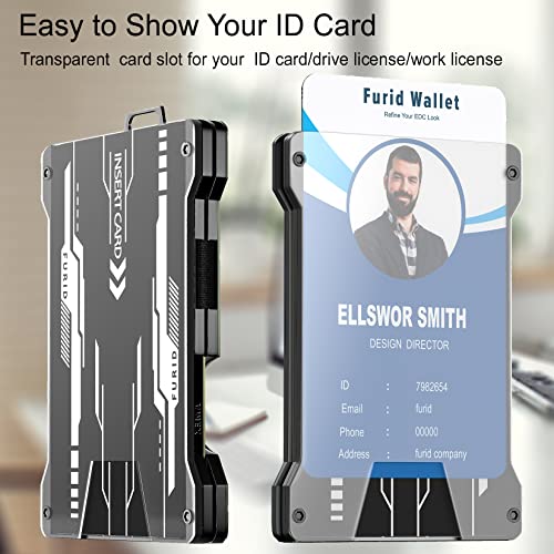 Wallet for Men Slim-Minimalist-Aluminum-Metal-Wallet with 1 Clear Window ID Badge Holder, RFID Blocking Wallet with Money Clip, Credit Card Holder Tactical Wallet