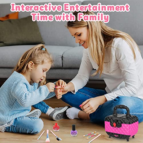 Hollyhi 41 Pcs Kids Makeup Kit for Girls, Washable Makeup Set Toy with Real Cosmetic Case for Little Girl, Pretend Play Makeup Beauty Set Birthday Toys Gift for 3 4 5 6 7 8 9 10 11 12 Years Old Kid