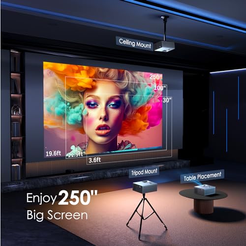 4K Support Projector with Wifi and Bluetooth, OWNKNEW Portable Mini Projectors for Outdoor Movies Use, Video Projector Compatible with TV Stick, Laptop, Smartphone, Xbox, PS5