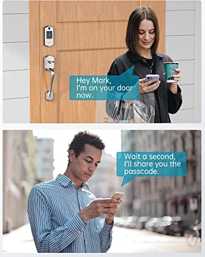 Smart Lock, HEANTLE Keyless Entry Door Lock with Touchscreen Keypads, Fingerprint Door Lock with Bluetooth APP Control for Home, Passcode Code Door Lock Smart Deadbolt