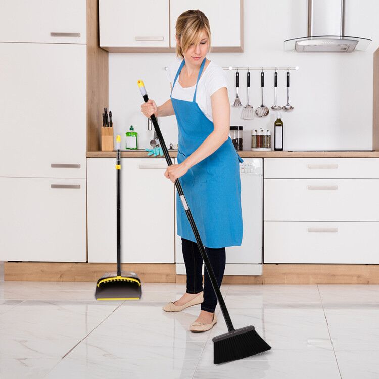 Broom with Dust Pan,Stand up Dust Pans with Long Handle 40"/52" Broom and Dustpan Combo Set for Home Kitchen Shop Indoor Commercial Heady Duty Upright Lobby Dustpan