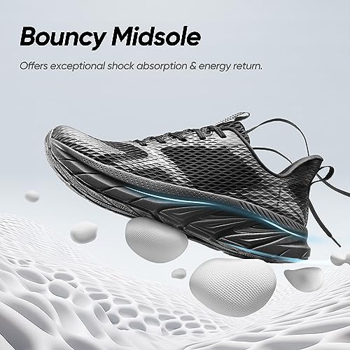 ALLSWIFIT Men's Running Shoes Breathable Lightweight Jogging Walking Sneakers for All-Day Wear All Black Size 9 SARR009M