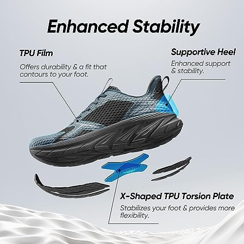 ALLSWIFIT Men's Running Shoes Breathable Lightweight Jogging Walking Sneakers for All-Day Wear All Black Size 9 SARR009M