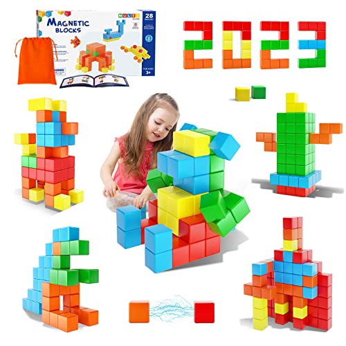 Large Magnetic Blocks for Toddler Toys, STEM Preschool Learning Sensory Montessori Outdoor Travel Building Toys Gifts for 3 4 5 6 Year Old Kids Boys Girls