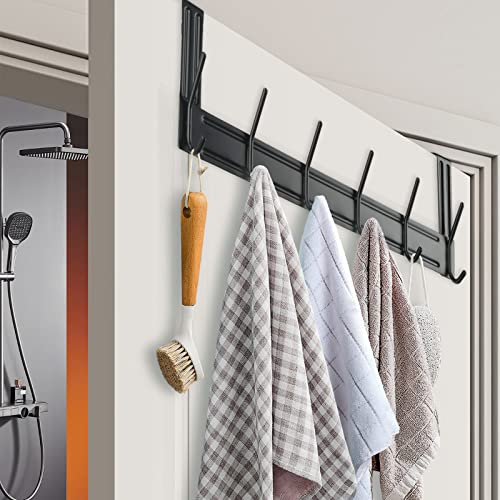 HMRACK 4-Pack Over-The-Door Hooks,Towel Rack Hangers with 6 Hooks for Coats, Bags, Keys - Ideal for Bathroom, Bedroom, Kitchen, and Living Room