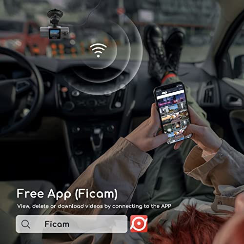COOAU 2.5K Dual Dash Cam, Built-in GPS Wi-Fi, 1440P Dash Cam Front and Inside with Infrared Night Vision, Dash Camera for Cars with Parking Mode, Loop Recording (D20S)