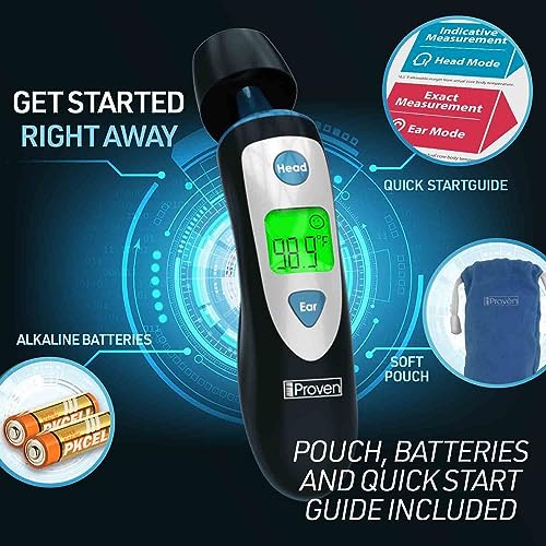 iProven Ear and Forehead Thermometer Dual Mode - 1 Second Accurate Fever Thermometer for Adults, Kids, and Babies - Digital Infrared Technology, Body Temperature Thermometer