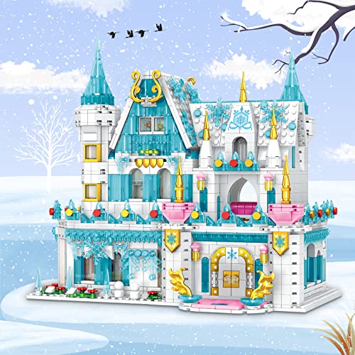Insgen Micro-Particle Dream Ice Princess Castle Modular Building Blocks House Set for Girls, Building Kit with Mini Dolls, 1972 pcs Ideas Model Bricks Birthday Gift Friends House Playset Toy