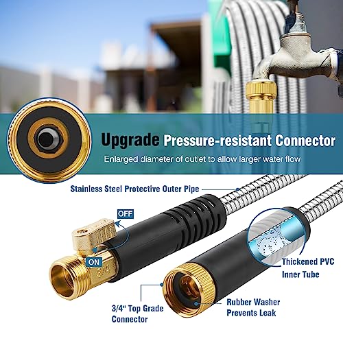 Garden Hose 100 ft Metal - Stainless Steel Water Hose Flexible Garden Hose Lighweight Metal Hose No Kink Water Pipe