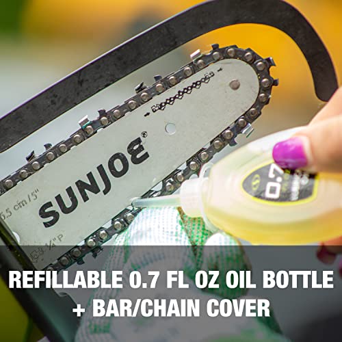 Sun Joe 24V-HCS-LTE-P1 24-Volt iON+ Cordless Mini Chainsaw, Green & SWJ-OIL Premium Bar, Chain and Sprocket Oil, All Season Chainsaw Chain Lubrication, 1-Quart