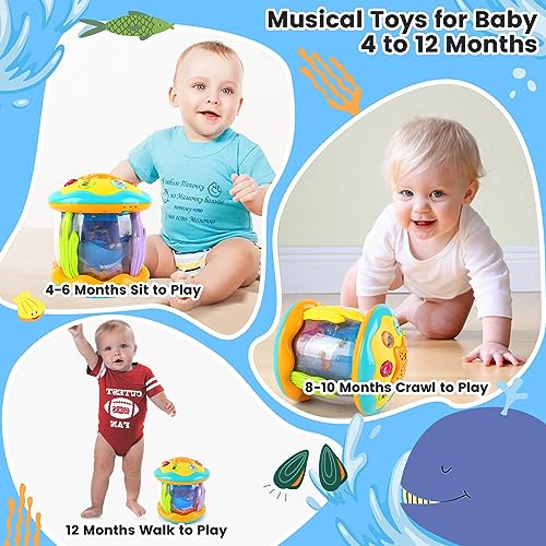 UBEE Baby Toys 6 to 12 Months, Musical Light Infant Toys Baby Crawling Toys 6 Month Old Baby Toys 3-6 Months, Tummy Time Toys for Toddlers 1 2 3 Years Old Boys & Girls Toy