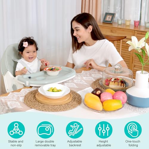 MJKSARE High Chair, 3-in-1 High Chairs for Babies and Toddlers, Five Point Seat Belt, Double Large Tray, Backrest & Height Adjustable, Foldable Baby High Chair ,for Ages 6 Months and Up,Unisex Design