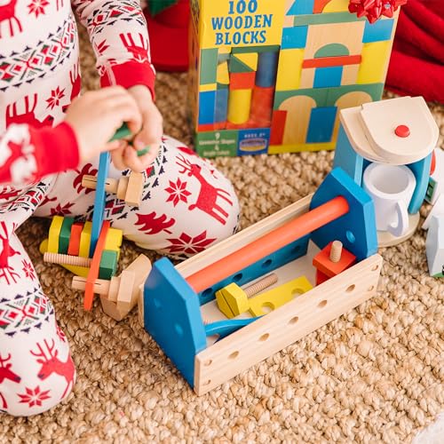 Melissa & Doug Take-Along Tool Kit Wooden Construction Toy (24 pcs)