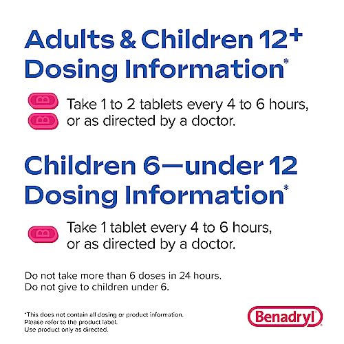 Benadryl Ultratabs Go Packs, Antihistamine Allergy Medicine Tablets with Diphenhydramine HCl, Convenient for Travel & On-The-Go Cold & Allergy Relief, 60 Packets of 2 Tablets