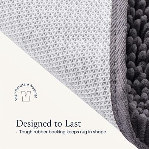 2 Piece Bathroom Rugs Bath Mat Set - Soft Plush Chenille Shower Mats for Bathroom Durable Bath Rug with Rubber Backing, Ultra Absorbent Bath Rugs, Bathtub Mat, Bathroom Rug Mats - 30x20 + 24x17 Inch