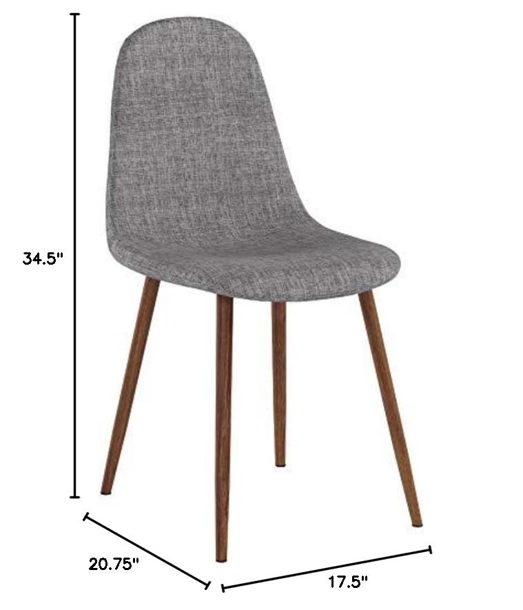 Christopher Knight Home Raina Mid-Century Modern Fabric Dining Chairs with Wood Finished Metal Legs, 2-Pcs Set, Light Grey / Dark Brown