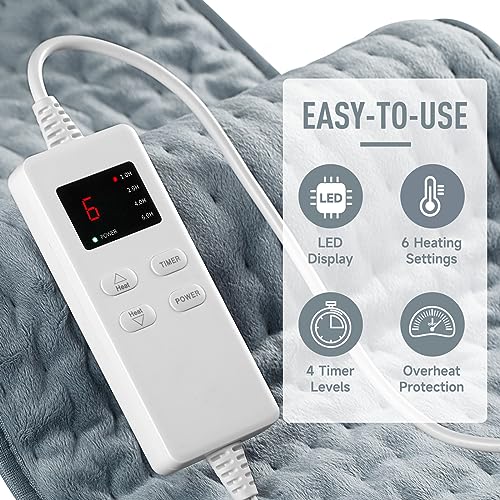 Heating Pad for Back Pain Relief & Cramps, KOT Heating Pads with Auto Shut Off Large, 6 Heat Settings Electric Heated Pad, Gifts for Women, Gifts for Men, 12" x 24"