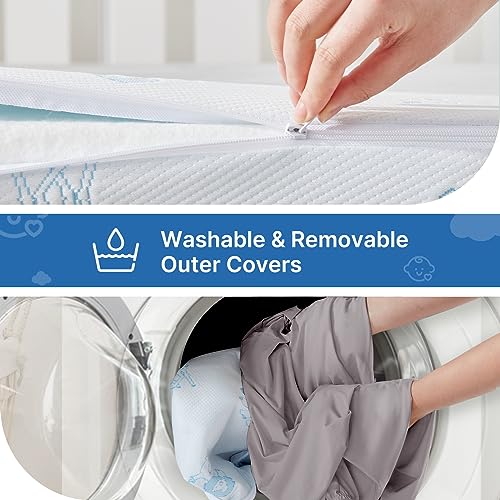 ELEMUSE Breathable Baby Crib Mattress, Cooling Sheet for Baby Night Sweats, Washable & Removable Waterproof Cover, CertiPUR-US Certified Firm Foam, Fits Standard Full-Size Infant & Toddler Bed, Gray