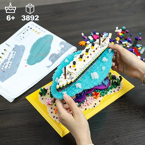 Etarnfly Titanic Ship Building Kit, 3892PCS Micro Building Block Set (No Compatible for Lego), Build-and-Display Toy for Adults, Home Decor Gifts for Teens and Adults with A Passion for Titanic