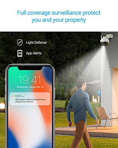EZVIZ Outdoor Camera Pan/Tilt/Zoom, 360° Visual Coverage, 1080P WiFi Security Cam, IP65 Waterproof, Color Night Vision, AI-Powered Person Detection, Support MicroSD Card up to 256GB | C8C