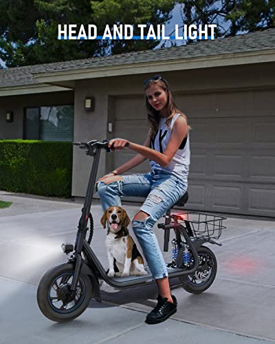 URBANMAX C1 Pro Electric Scooter with Seat, 450W Powerful Motor up to 25 Miles Range, Folding Electric Scooter for Adult Max Speed 18.6 Mph, Escooter for Commuting with Basket