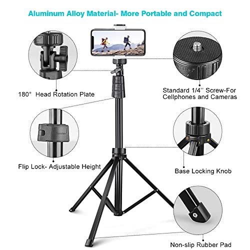 UBeesize 67" Phone Tripod&Selfie Stick, Camera Tripod Stand with Wireless Remote and Phone Holder, Perfect for Selfies/Video Recording/Live Streaming