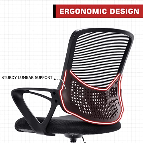 HOMEFLA Mid-Back Mesh Drafting Chair - Tall Office Chair with Armrest Standing Desk Chair Counter Height with Adjustable Foot Ring (Black)