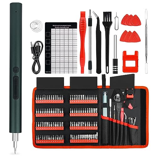 KAIWEETS Mini Electric Screwdriver, 137 in 1 Electric Precision Screwdriver Set with 120 Bits, Rechargeable 2 Gears Torque Power Screwdriver Kit with Flashlight and Repair Tool for Phones Watch