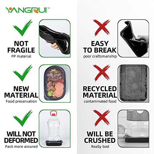 YANGRUI Take Out Containers, Shrink Wrap 45 Pack 26 oz Reusable Machine Washable Extra Thick BPA Free Meal Prep Container Microwave Freezer Safe Leak Proof To Go Containers