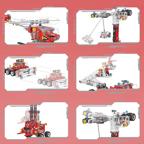 Aolew 187Pcs City Fire Brigade Building Block Set for Kids Ages 4-12,Erector Sets,STEM Building Toys for Boys Girls 4-6 5-7 8-10 10-12 Year Old,Fire Rescue Team,Creative Educational Engineering Kit