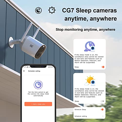 DCT Security Cameras,Indoor Home Camera WiFi Spotlight Siren Alarm 1080P Battery Powered, Color Night Vision,PIR Motion Detection,2-Way Audio, SD/Cloud,IP65