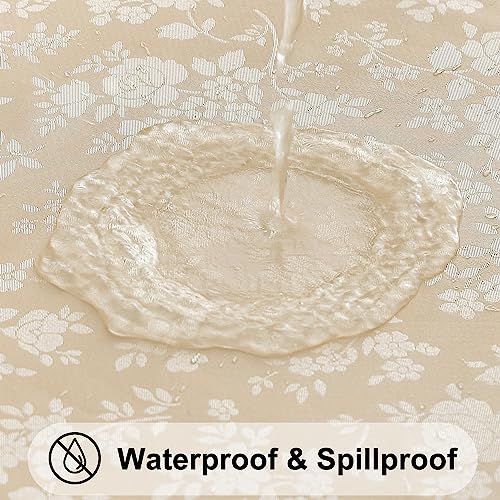 smiry Waterproof Vinyl Tablecloth, Rectangle Heavy Duty Table Cloth, Wipeable Table Cover for Kitchen and Dining Room (Beige, 52" X 70")