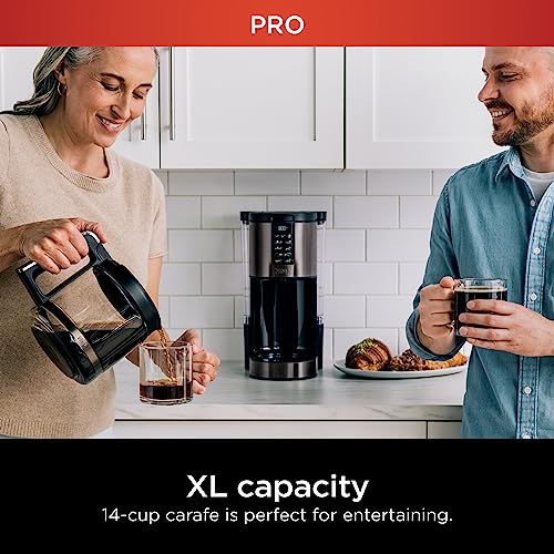 Ninja DCM201BK Programmable XL 14-Cup Coffee Maker PRO, 14-Cup Glass Carafe, Freshness Timer, with Permanent Filter, Black Stainless Steel