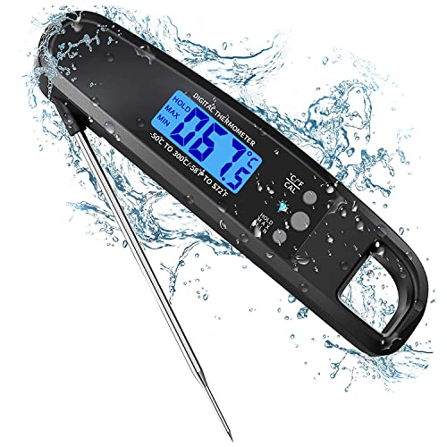 Hoseili Instant Read Meat Thermometer for Grill and Cooking. Best Waterproof Ultra Fast Thermometer with Backlight & Calibration. Digital Food Probe for Kitchen, Outdoor Grilling and BBQ,WDD1